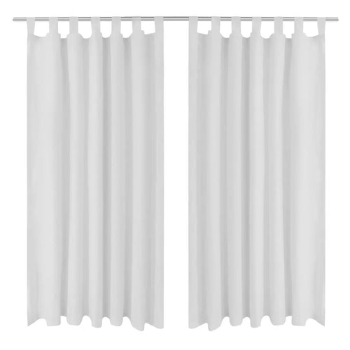 2 pcs White Micro-Satin Curtains with Loops 55