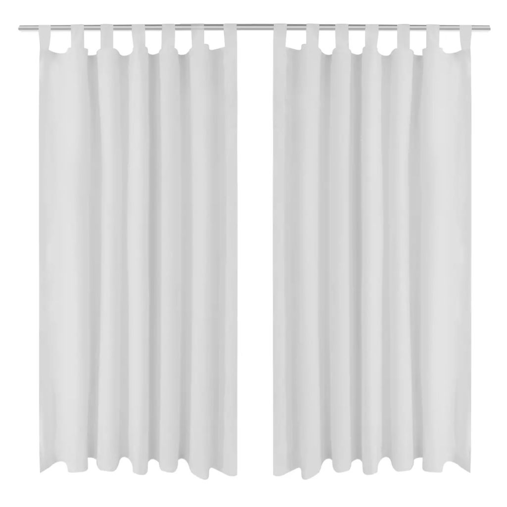 2 pcs White Micro-Satin Curtains with Loops 55
