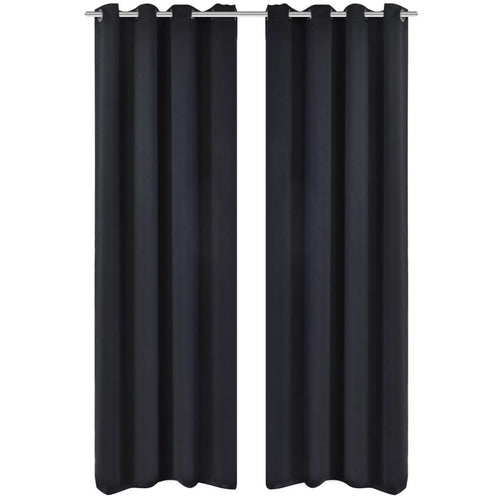 2 pcs Black Blackout Curtains with Metal Rings 53