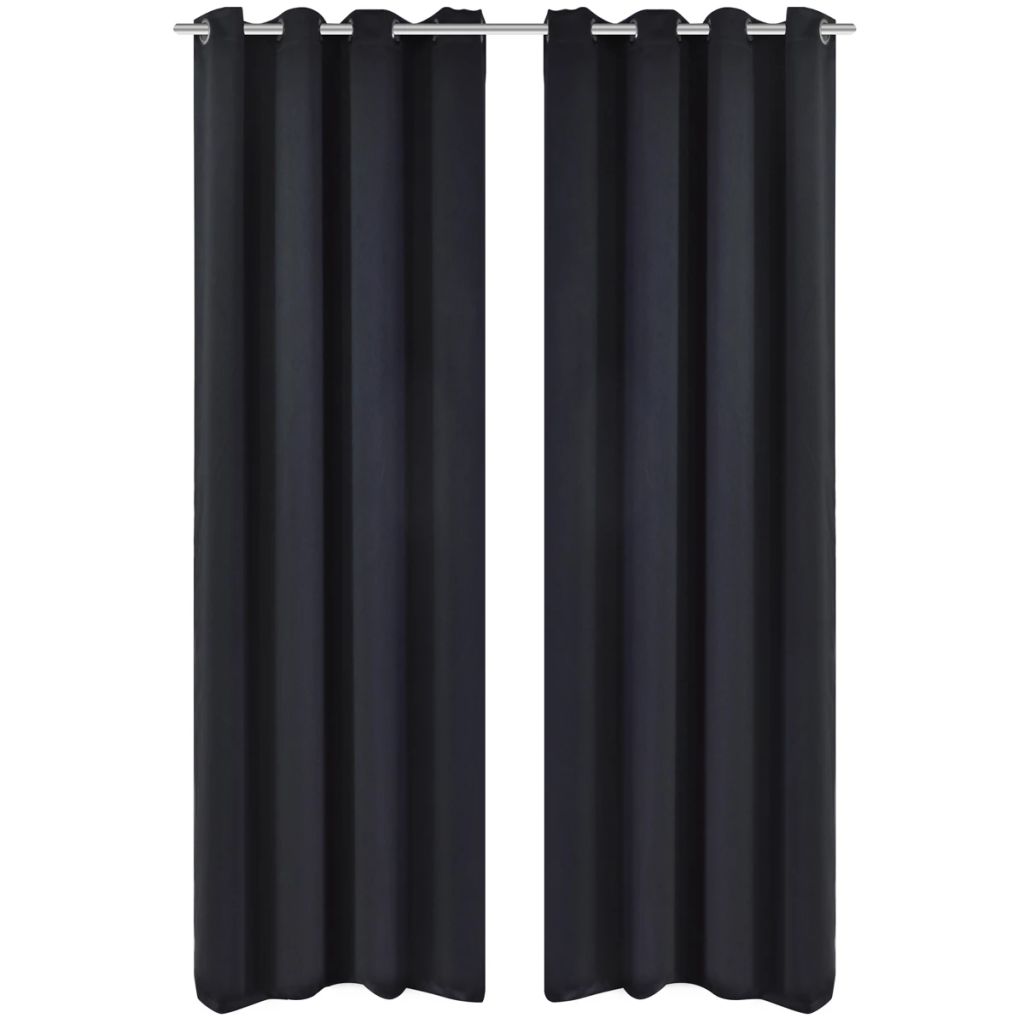 2 pcs Black Blackout Curtains with Metal Rings 53