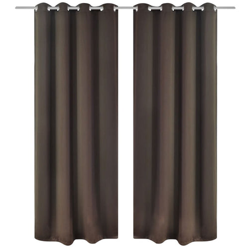 2 pcs Brown Blackout Curtains with Metal Rings 53