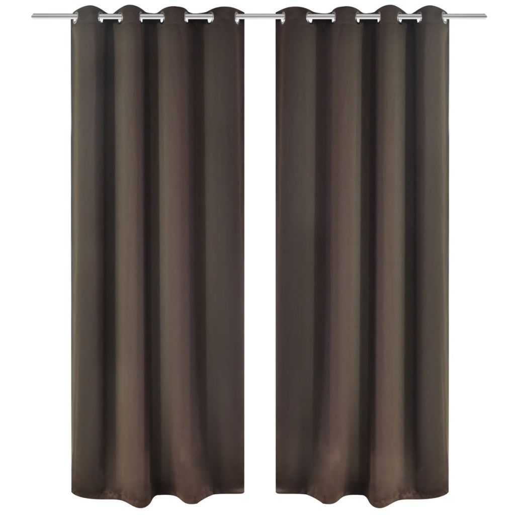 2 pcs Brown Blackout Curtains with Metal Rings 53