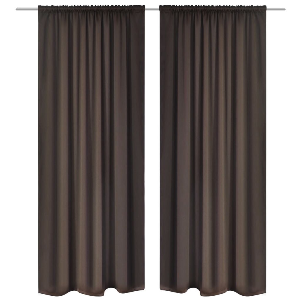 2 pcs Brown Slot-Headed Blackout Curtains 53