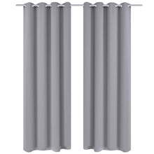 Load image into Gallery viewer, 2 pcs Gray Blackout Curtains with Metal Rings 53&quot; x 96&quot;
