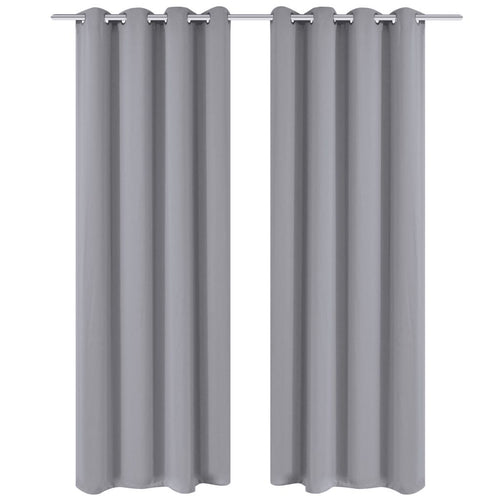 2 pcs Gray Blackout Curtains with Metal Rings 53
