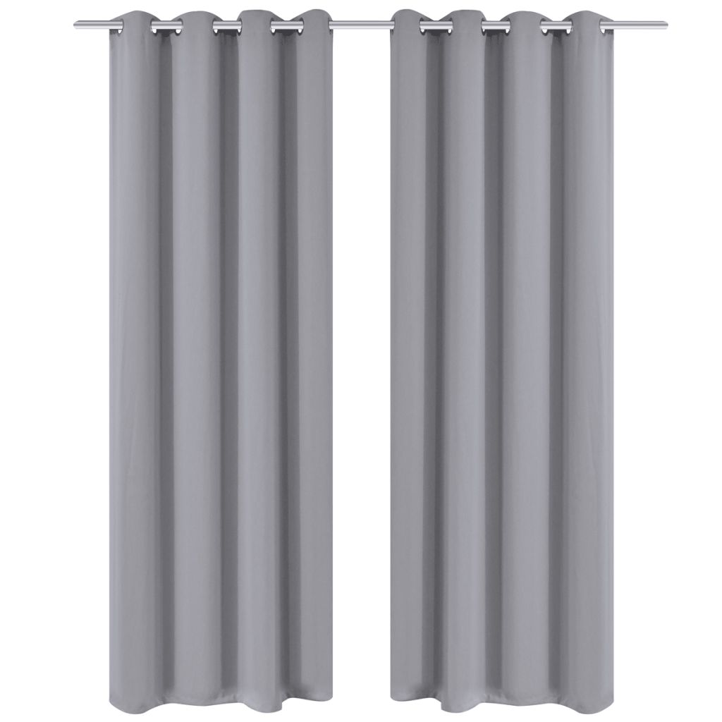 2 pcs Gray Blackout Curtains with Metal Rings 53