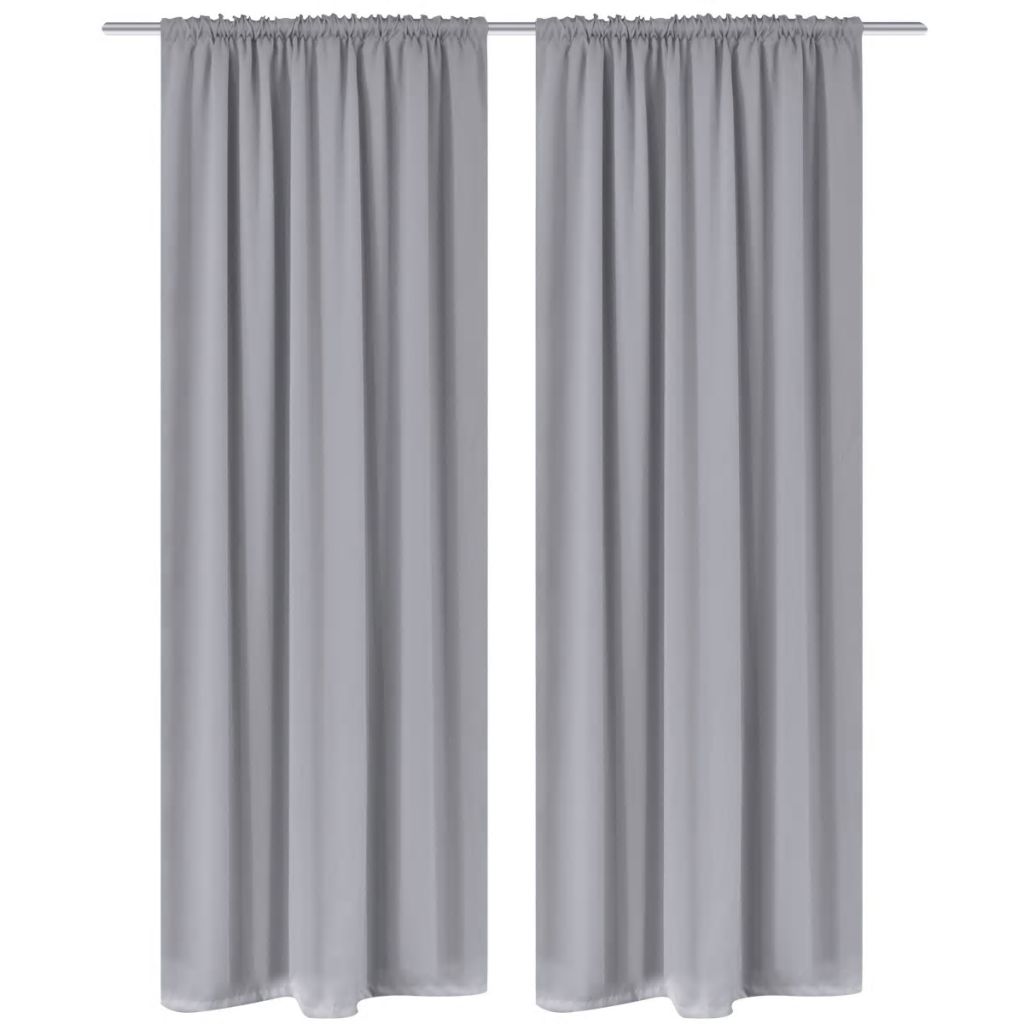 2 pcs Gray Slot-Headed Blackout Curtains 53