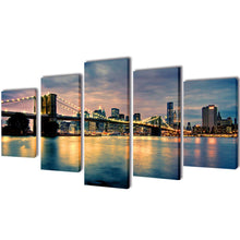 Load image into Gallery viewer, Canvas Wall Print Set Brooklyn Bridge River View 39" x 20"