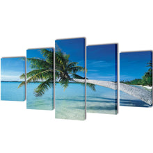 Load image into Gallery viewer, Canvas Wall Print Set Sand Beach with Palm Tree 79" x 39"