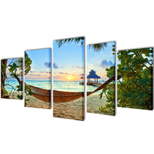 Load image into Gallery viewer, Canvas Wall Print Set Sand Beach with Hammock 79" x 39"