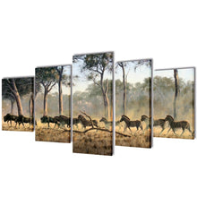 Load image into Gallery viewer, Canvas Wall Print Set Zebras 79" x 39"