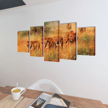 Load image into Gallery viewer, Canvas Wall Print Set Lions 39" x 20"