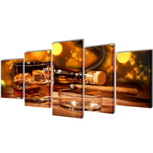 Load image into Gallery viewer, Canvas Wall Print Set Whiskey and Cigar 39" x 20"
