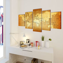 Load image into Gallery viewer, Canvas Wall Print Set World Map 39" x 20"