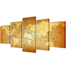 Load image into Gallery viewer, Canvas Wall Print Set World Map 79" x 39"