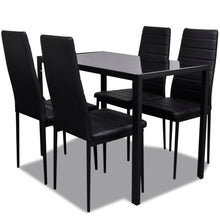 Load image into Gallery viewer, Moderni Ruokailuryhmä Pöytä ja 4 Tuolia Musta