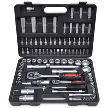 Load image into Gallery viewer, 94-osainen 1/2&quot; &amp; 1/4&quot; Hylsysarja Pikairroitus Räikkäsarjalla