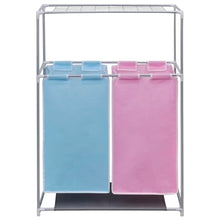 Load image into Gallery viewer, 2-Section Laundry Sorter Hamper with a Top Shelf for Drying