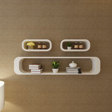 Load image into Gallery viewer, 3 White MDF Floating Wall Display Shelf Cubes Book/DVD Storage