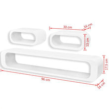 Load image into Gallery viewer, 3 White MDF Floating Wall Display Shelf Cubes Book/DVD Storage