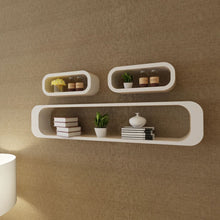 Load image into Gallery viewer, 3 White MDF Floating Wall Display Shelf Cubes Book/DVD Storage