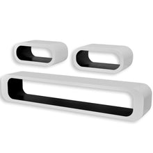 Load image into Gallery viewer, 3 White-Black MDF Floating Wall Display Shelf Cubes Book/DVD Storage