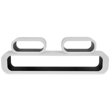 Load image into Gallery viewer, 3 White-Black MDF Floating Wall Display Shelf Cubes Book/DVD Storage