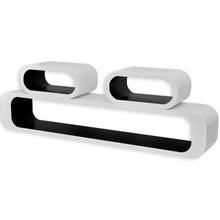 Load image into Gallery viewer, 3 White-Black MDF Floating Wall Display Shelf Cubes Book/DVD Storage