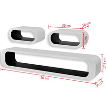 Load image into Gallery viewer, 3 White-Black MDF Floating Wall Display Shelf Cubes Book/DVD Storage