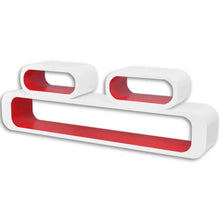 Load image into Gallery viewer, 3 White-Red MDF Floating Wall Display Shelf Cubes Book/DVD Storage