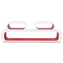 Load image into Gallery viewer, 3 White-Red MDF Floating Wall Display Shelf Cubes Book/DVD Storage