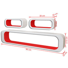 Load image into Gallery viewer, 3 White-Red MDF Floating Wall Display Shelf Cubes Book/DVD Storage