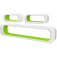 Load image into Gallery viewer, 3 White-Green MDF Floating Wall Display Shelf Cubes Book/DVD Storage