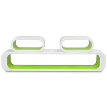 Load image into Gallery viewer, 3 White-Green MDF Floating Wall Display Shelf Cubes Book/DVD Storage