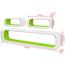 Load image into Gallery viewer, 3 White-Green MDF Floating Wall Display Shelf Cubes Book/DVD Storage