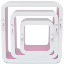 Load image into Gallery viewer, 3 White-Pink MDF Floating Wall Display Shelf Cubes Book/DVD Storage