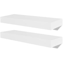 Load image into Gallery viewer, 2 White MDF Floating Wall Display Shelves Book/DVD Storage