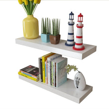 Load image into Gallery viewer, 2 White MDF Floating Wall Display Shelves Book/DVD Storage