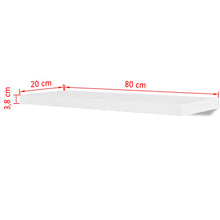 Load image into Gallery viewer, 2 White MDF Floating Wall Display Shelves Book/DVD Storage