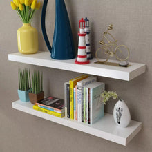 Load image into Gallery viewer, 2 White MDF Floating Wall Display Shelves Book/DVD Storage