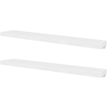 Load image into Gallery viewer, 2 White MDF Floating Wall Display Shelves Book/DVD Storage