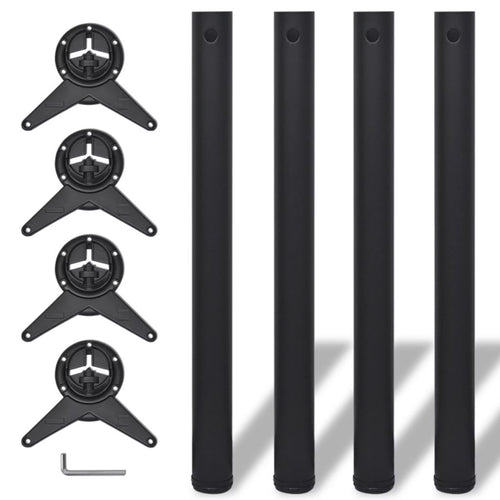 4 Korkeussäädettävää Pöydän Jalkaa Musta 710 mm