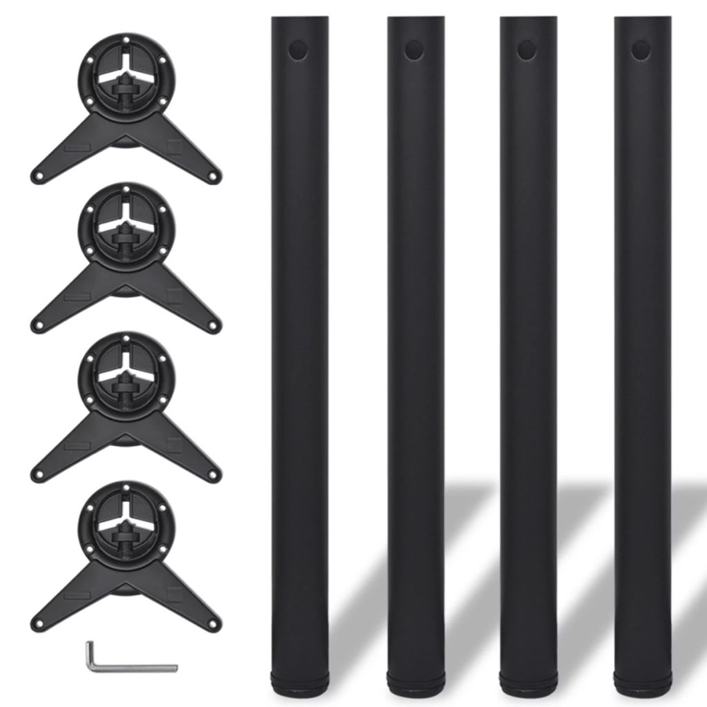 4 Korkeussäädettävää Pöydän Jalkaa Musta 710 mm