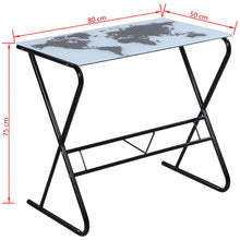 Load image into Gallery viewer, Glass Desk with World Map Pattern