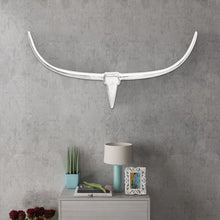 Load image into Gallery viewer, Wall Mounted Aluminum Bull's Head Decoration Silver 49.2"