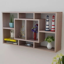 Load image into Gallery viewer, Floating Wall Display Shelf 8 Compartments Oak Color