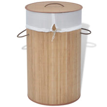 Load image into Gallery viewer, vidaXL Bamboo Laundry Bin Round Natural