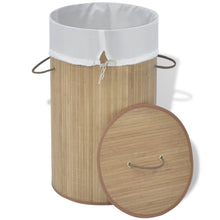 Load image into Gallery viewer, vidaXL Bamboo Laundry Bin Round Natural