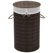 Load image into Gallery viewer, vidaXL Bamboo Laundry Bin Round Dark Brown