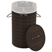 Load image into Gallery viewer, vidaXL Bamboo Laundry Bin Round Dark Brown